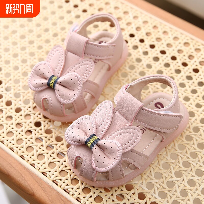 2024夏季女宝宝凉鞋0-3岁包头软底舞蹈鞋6-12个月公主鞋4