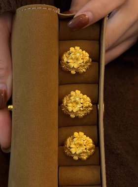 「花团锦簇」新中式立体金绣球花轻奢高级感戒指女婚礼新娘食指戒