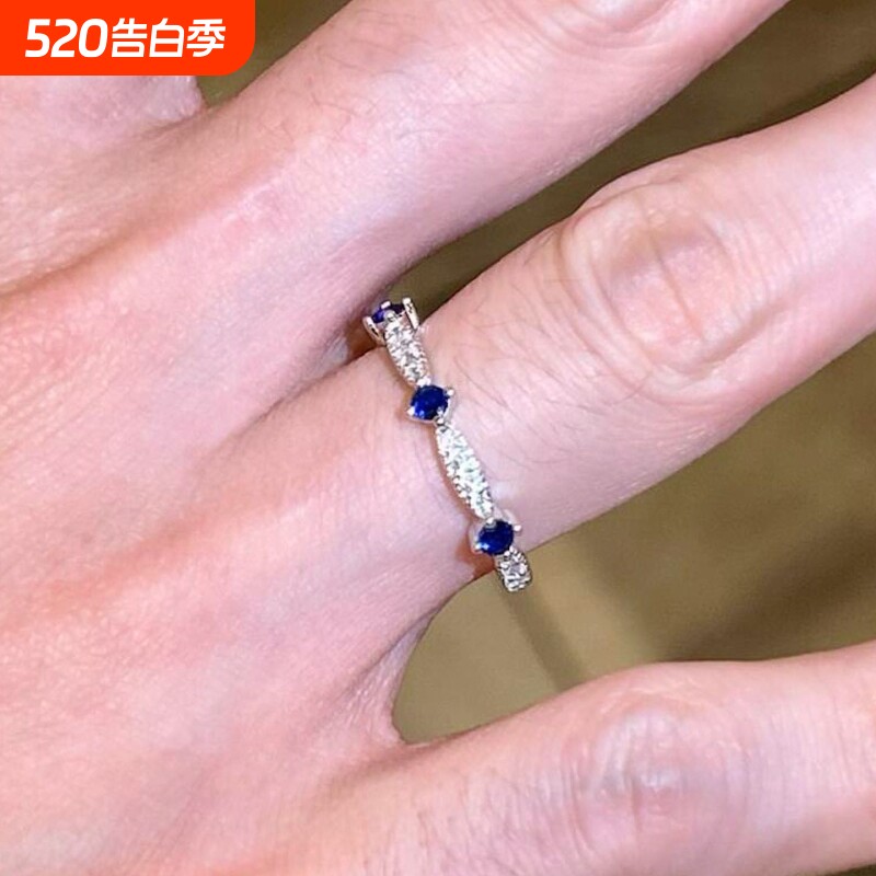 新抖成韩系气质细圈彩宝排钻戒指女彩钻简约时尚日常百搭优雅日常