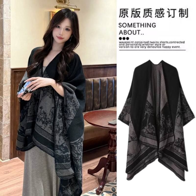 水墨画国风披肩新中式围巾