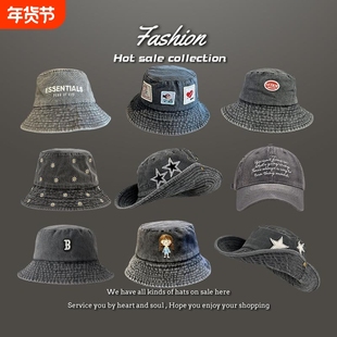 春秋灰色棒球帽夏季遮阳帽女渔夫帽出游登山帽子牛仔灰鸭舌帽潮流