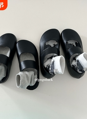 gogoback日系圆头可爱玛丽珍鞋女百搭厚底包头半拖鞋一脚蹬小皮鞋