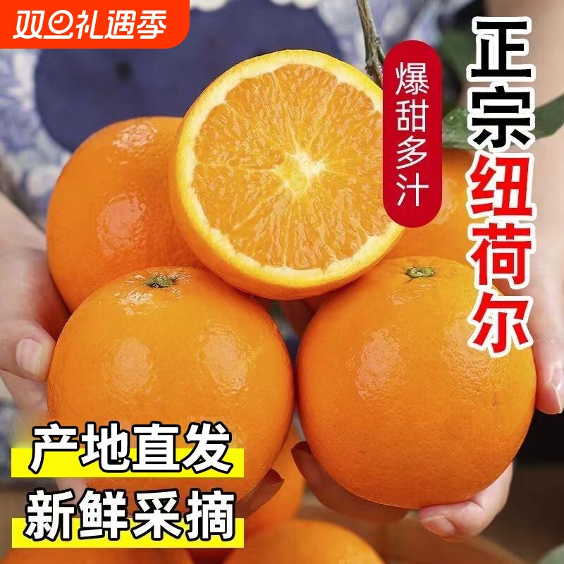 正宗湖北纽荷尔脐橙当季水果新鲜橙子采摘水果榨汁鲜橙一整箱包邮
