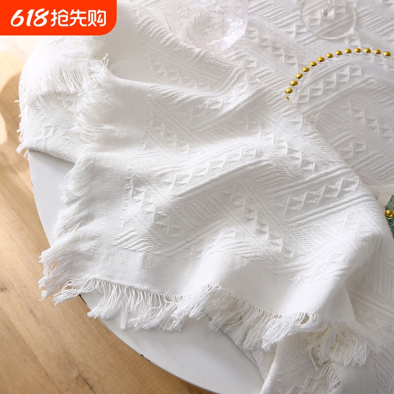 ins拍照摄影背景布白色桌布拍照道具摆件拍摄野餐流苏线毯美甲美食