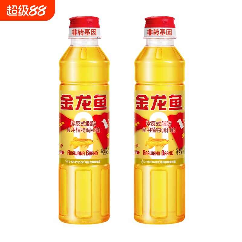 金龙鱼黄金比例食用植物调和油非转基因400ml&times;2瓶家用大豆芝麻