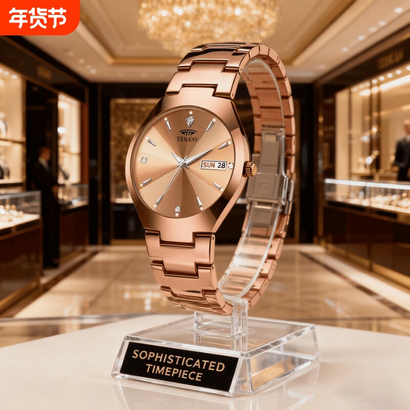 手表男款防水高级感全自动男表数字双日历防水腕表男机械风全自动