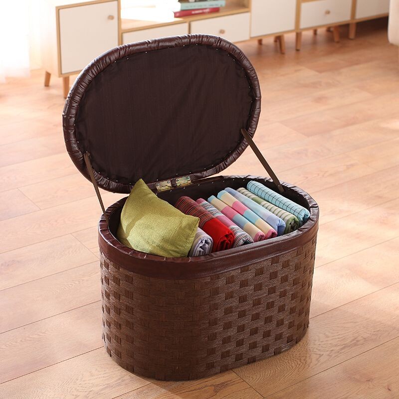 多功能收纳凳储物凳客厅藤编沙发实木可坐人换鞋凳家用门口小椅子