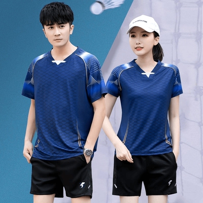 速干羽毛球服套装女排球网球乒乓球衣男款夏短袖运动队服新款