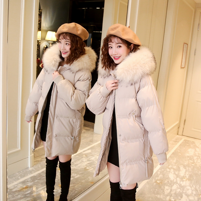 户外羽绒服女中长款2025年冬装新款韩版宽松面包服加厚大袄小个外