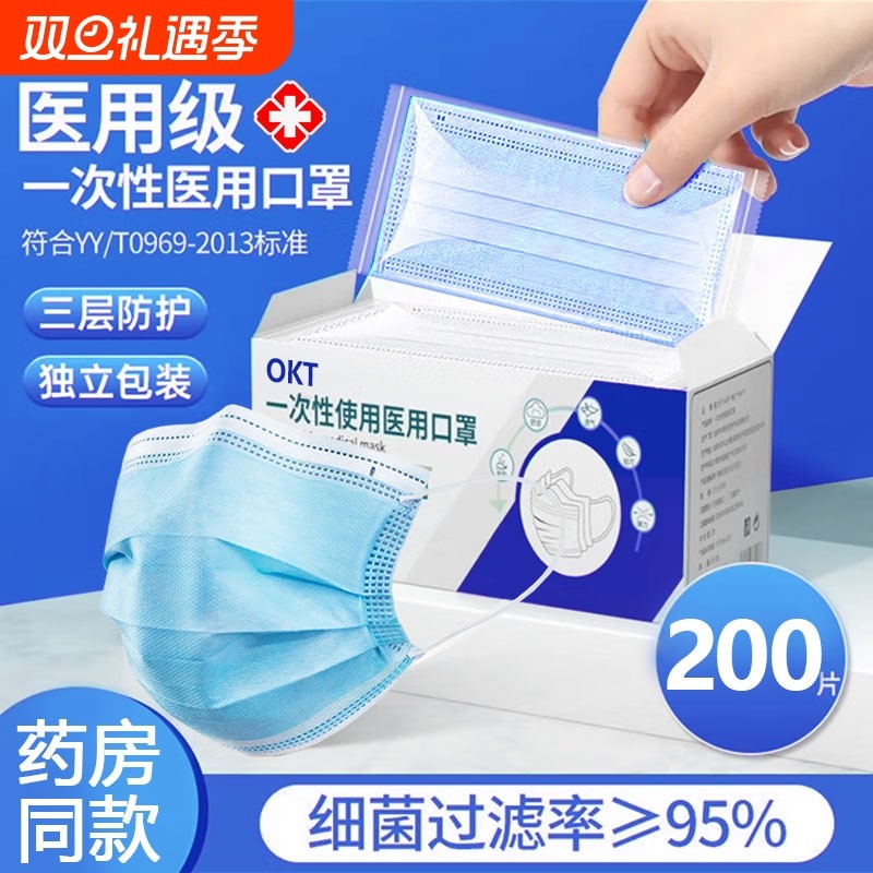 一次性医疗口罩医用外科女高颜值秋冬季单独包装白色防护科级黑色