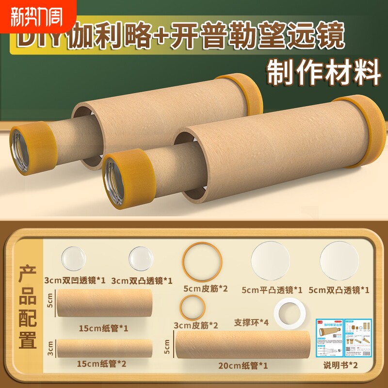 自制伽利略望开普勒远镜diy材料八年级物理光学凹凸透镜成像原理