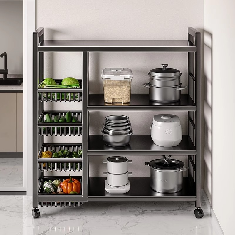 厨房多功能置物架落地多层菜篮子家用蔬菜微波炉锅具收纳架零食架
