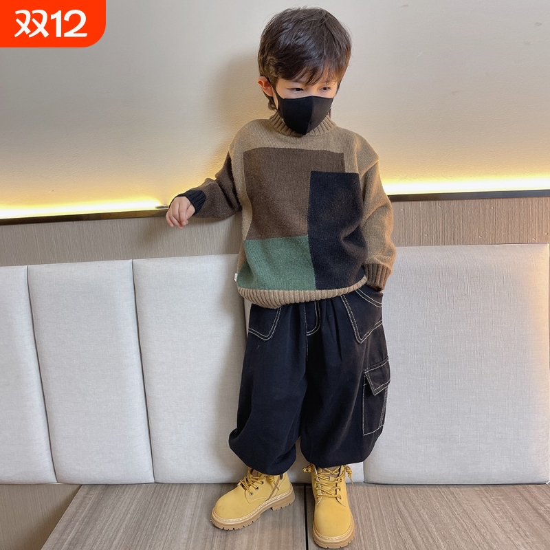 男童毛衣秋冬2025新款儿童保暖针织打底衫洋气男宝宝内搭加厚上衣