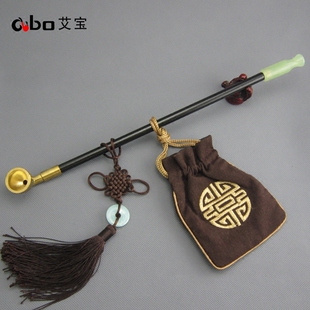 老式黄铜大号旱烟袋锅子玉石烟嘴实木长烟杆男士复古烟斗丝草