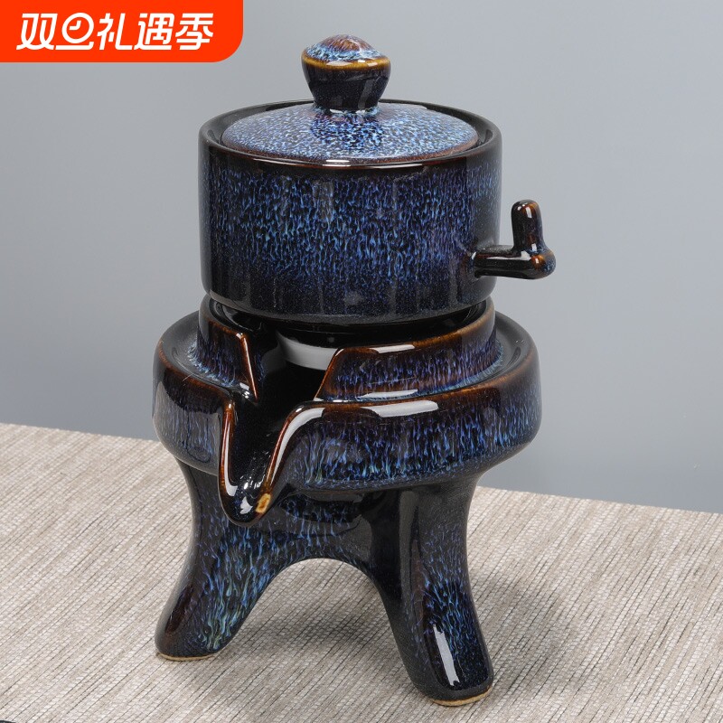 窑变建盏石磨懒人泡茶壶自动功夫茶具套装家用茶杯冲茶器陶瓷