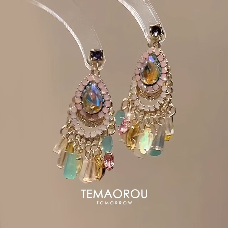 罗马度假耳环波西米亚梦网流苏耳坠2025年爆款耳饰适合方圆脸水滴