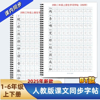 2025年小学一二三四五六年级上下册语文课本同步练字帖BT款田字格人教版写字帖写字表字帖描红楷体规范字每日一练新版硬笔课文书写