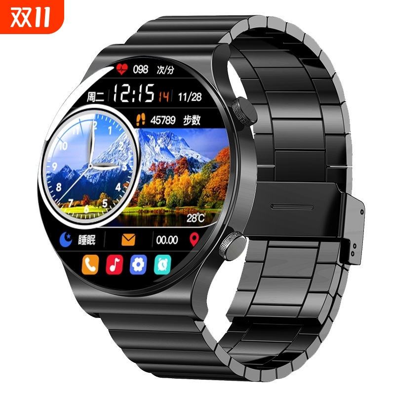 Watch圆形金属智能手表测血压