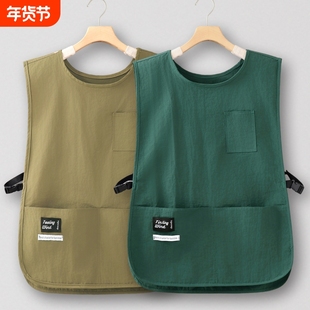 马甲式坎肩围裙厨房家用服务员工作服女上班专用防水防油餐饮交叉