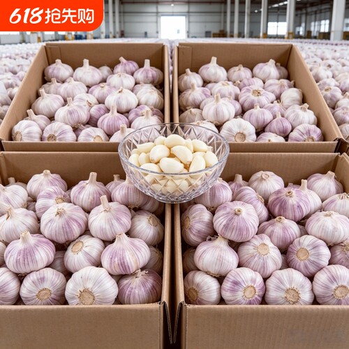【颗颗精选】山东紫皮大蒜头新干蒜食用大蒜头批发整箱新鲜商用