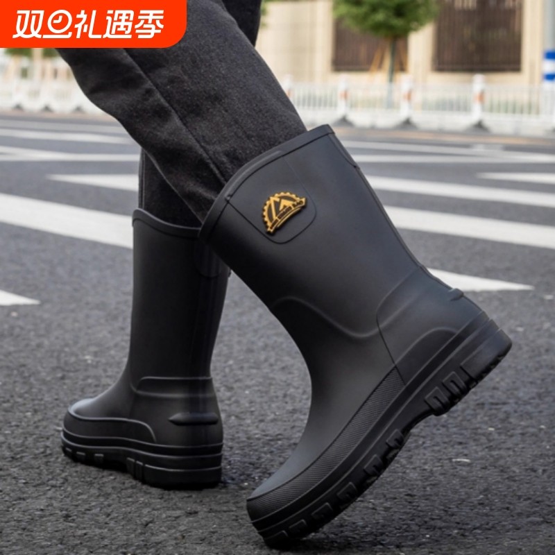 雨鞋男款2025新款男士防滑防水硅胶水鞋时尚加厚高中筒胶鞋