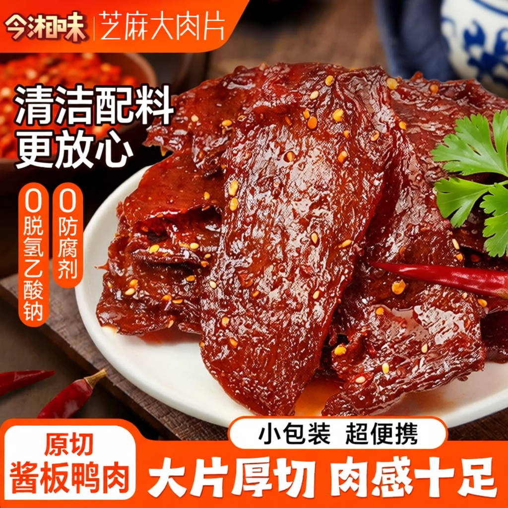 年货休闲小吃零食今脱骨酱板鸭湖南常特产手撕解馋去皮夜宵辣味