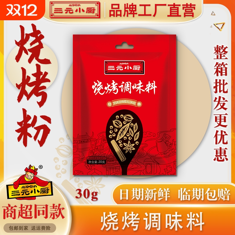 三元小厨烧烤调味料30克腌制肉烤鱼炒菜调料包邮调味品椒盐卤料