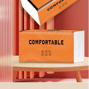 卫生间母婴木浆 曦诺橙色抽纸300张4层整箱批发家用大包纸巾抽取式