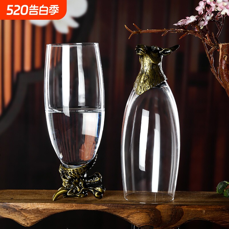 龙古青色家用香槟杯啤酒杯杯子鸡尾酒杯兽首酒杯酒具国潮风龙纹
