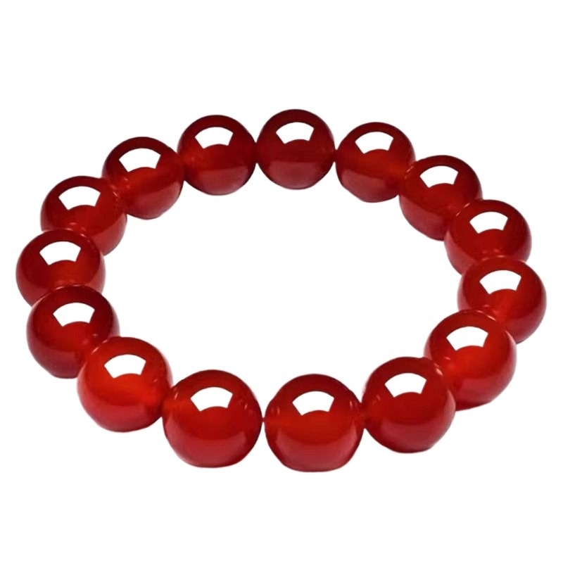 天然男女7A级红玛瑙手串玛瑙手链佛珠水晶巴西本命年转运原石佩戴