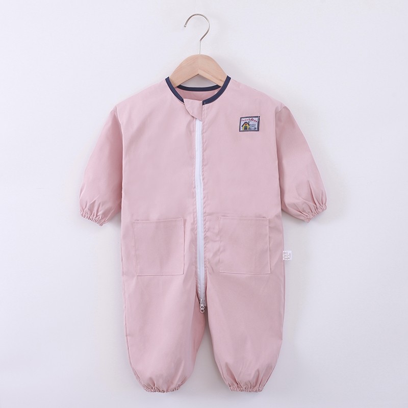 儿童连体罩衣秋冬外穿防脏宝宝吃饭护衣男女宝长袖薄款哈衣爬行服