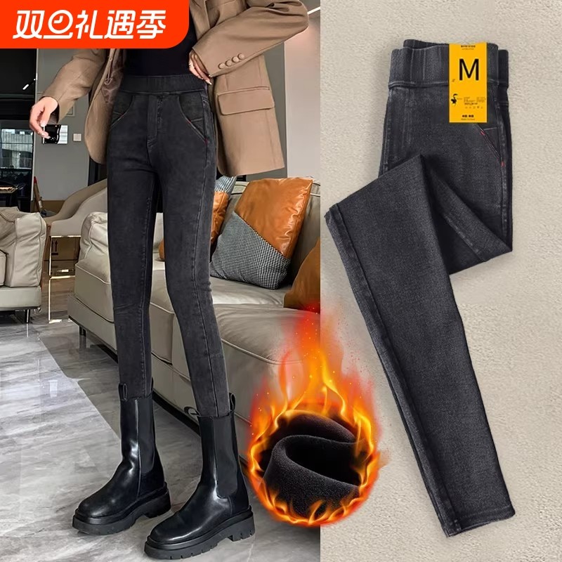 大码打底裤女2025新款加绒胖mm加厚棉裤秋冬季小脚黑裤200斤