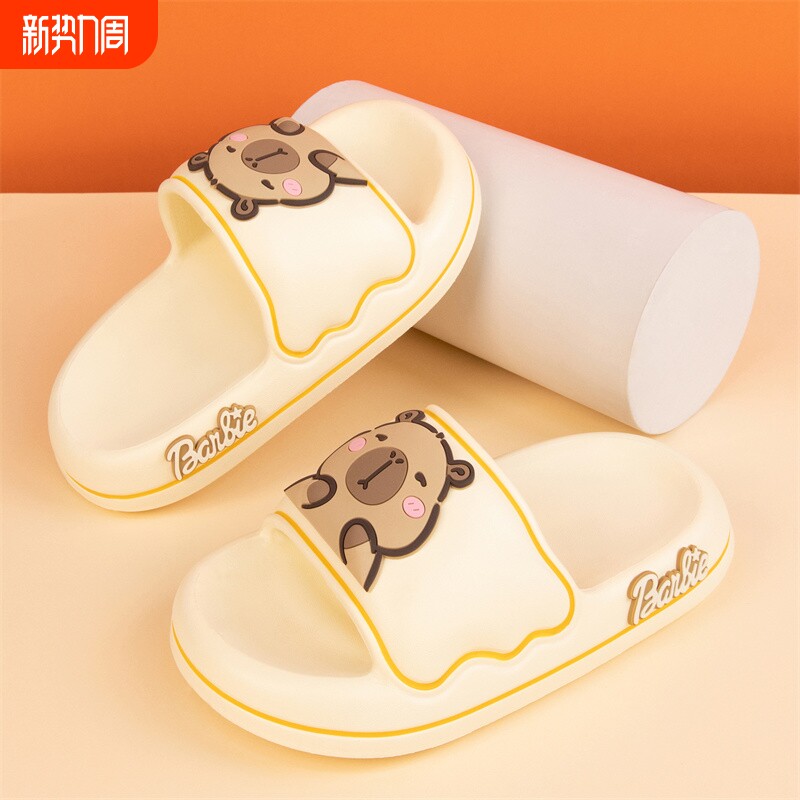 儿童2025新款卡通拖鞋卡皮巴拉男童室内防滑软底女孩中大童一字拖