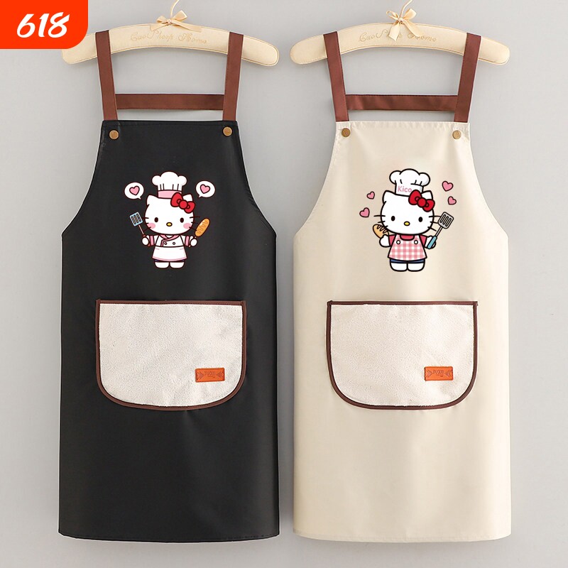 HelloKitty可爱厨房围裙防油污春秋款薄擦手款乌萨奇围裙防油围裙