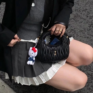 缪家Wander褶皱腋下包小羊皮Hobo新月包逛街出行手提单肩斜挎包女