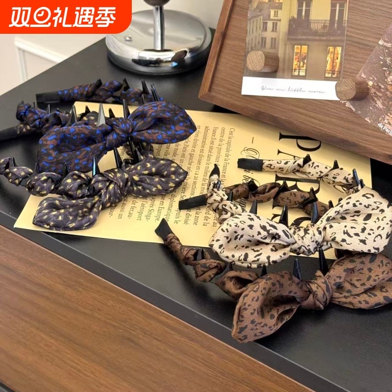 安九拉百搭斑点蝴蝶结头饰复古风发箍休闲小香风法式宫廷少女头箍