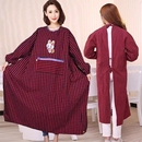 加肥加长棉麻老粗布带长袖 围裙厨房防油污成人罩衣男女工作服秋冬