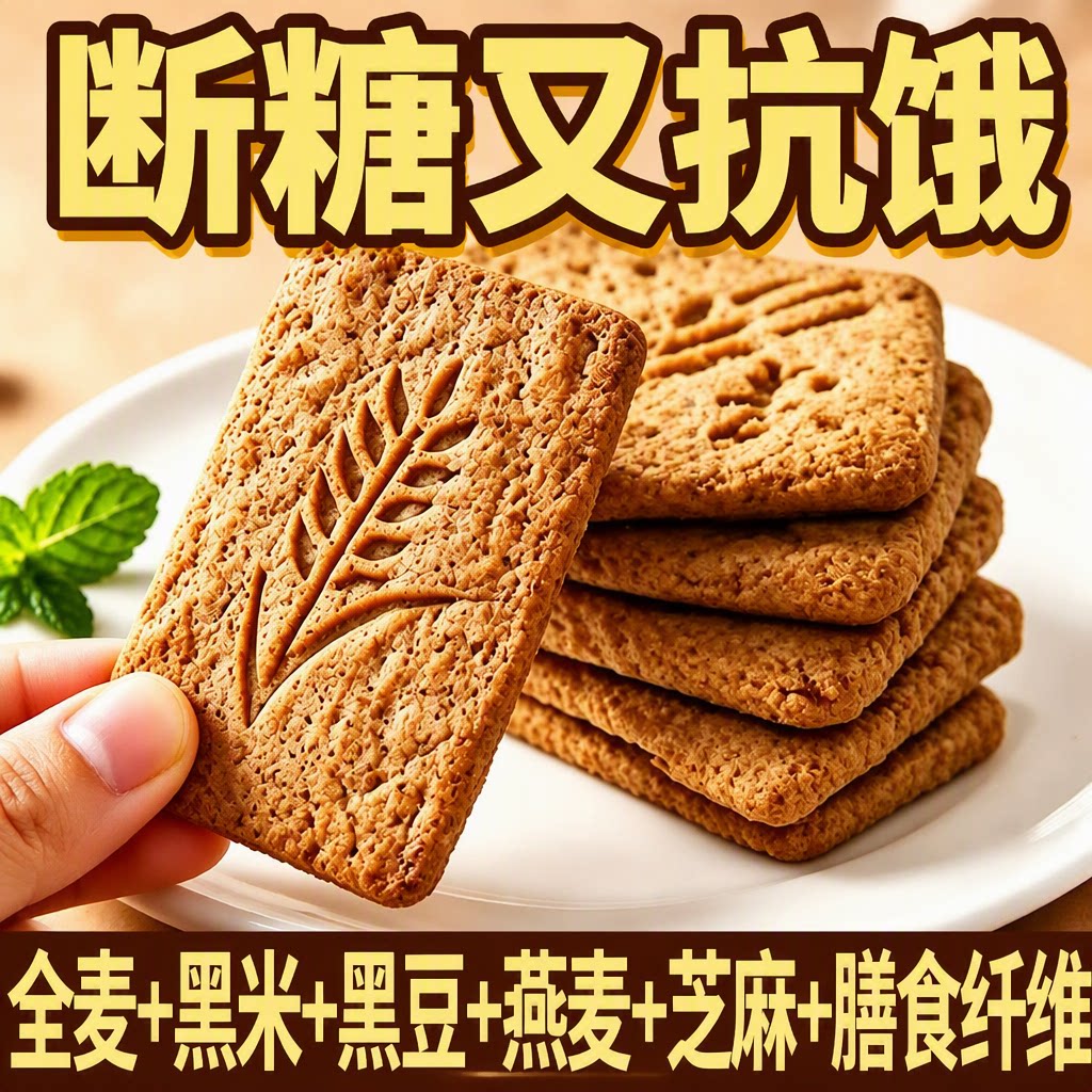 无糖饼干全麦杂粮粗粮早餐解馋休闲零食小吃酥脆健康低脂食品甄选