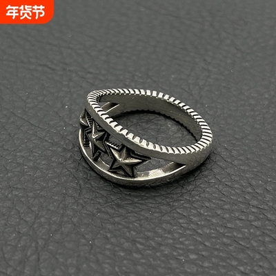 ODEK高级感复古方形锯齿三连星星戒指cody sanderson指环经典款