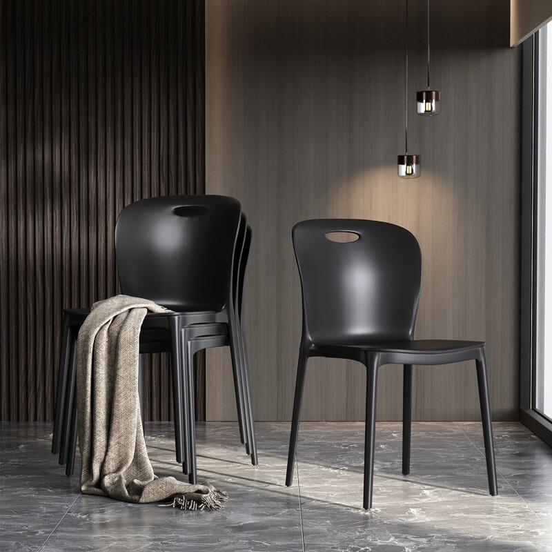 北欧风简约加厚塑料椅子叠放家用休闲椅靠背餐椅网红桌椅宿舍椅子