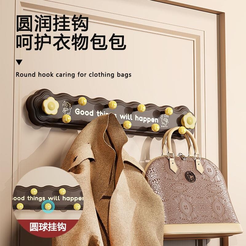 【专利款】多巴胺吸盘旋转联排挂钩免打孔浴室厨房玄关门后粘钩