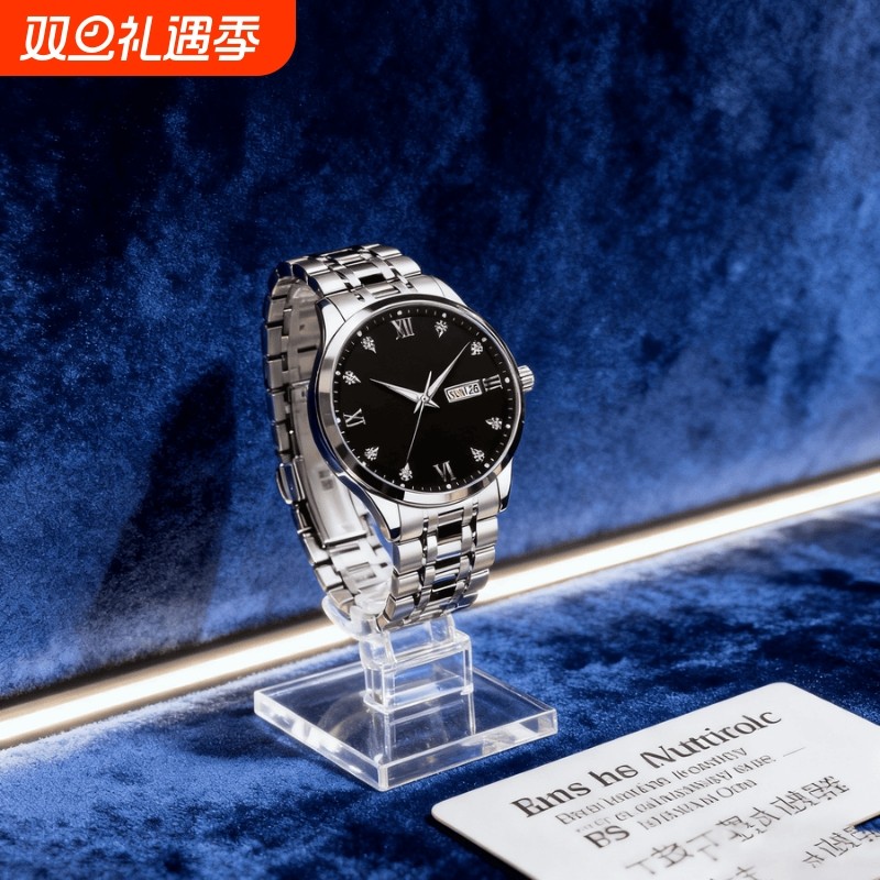 男款手表全自动非机械表正品名牌钢带商务防水石英腕表高级感男士