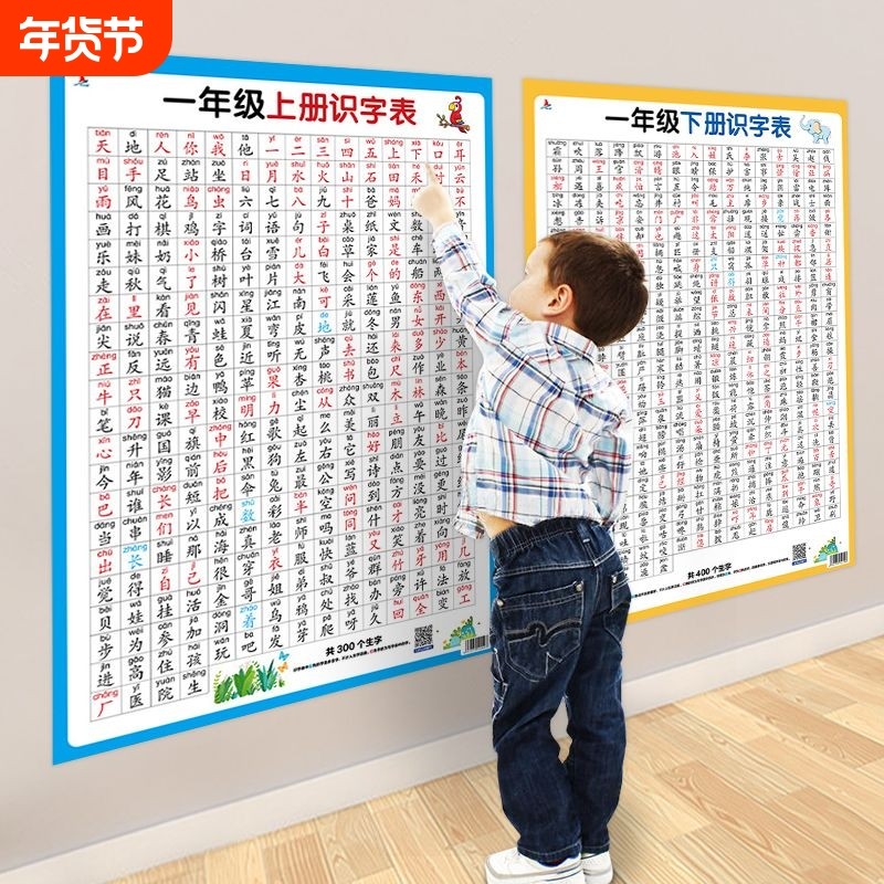 小学生识字挂图一年级上下册注音汉字启蒙认知大尺寸墙贴防水防油一年级语文上册下册认字生字识字表挂图卡片人教版识字书拼音墙贴,书籍/杂志/报纸,启蒙认知书/黑白卡/识字卡,淘宝优惠券,粉丝福利购,淘宝优惠卷