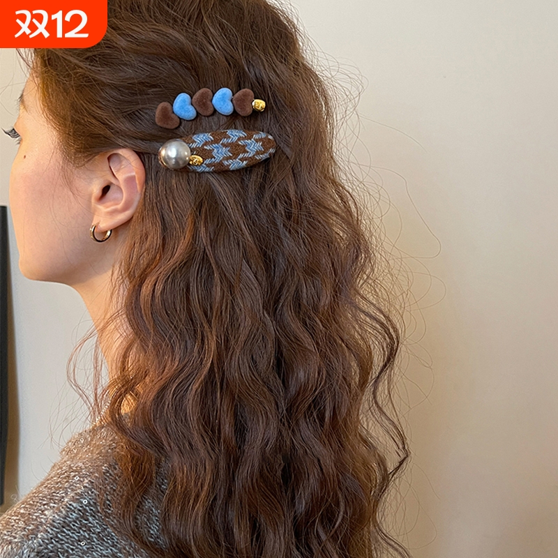 高级感发夹女爱心撞色侧边夹前额一字发卡碎发刘海夹2025新款头饰