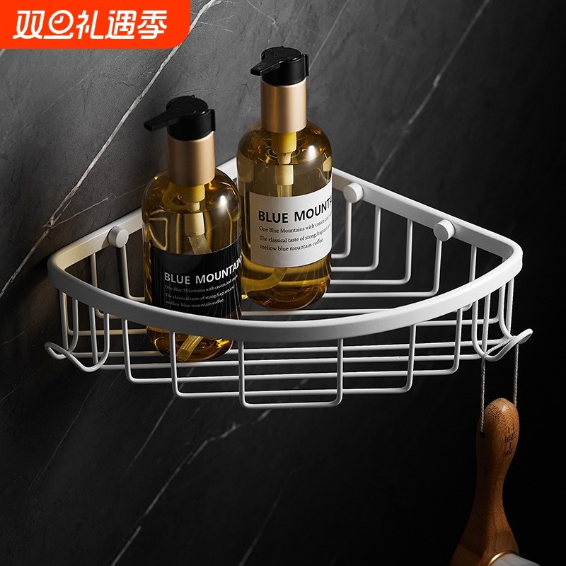 不锈钢浴巾架白色浴室五金挂件套装置物架免打孔单杆北欧风毛巾架