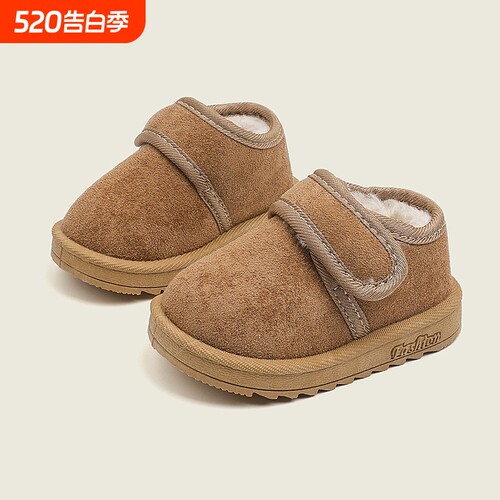 实心软底加绒加厚保暖雪地靴棉鞋冬季婴儿学步鞋男女童1-6岁3防水