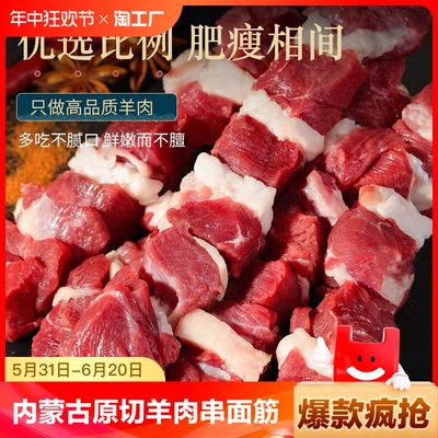 内蒙古原切羊肉串羔羊草原羊肉串板面筋食材带签子半成品