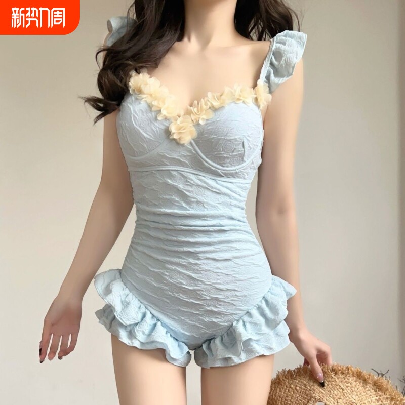 2025新款高级感女连体泳衣保守显瘦带钢托聚拢温泉度假泳装