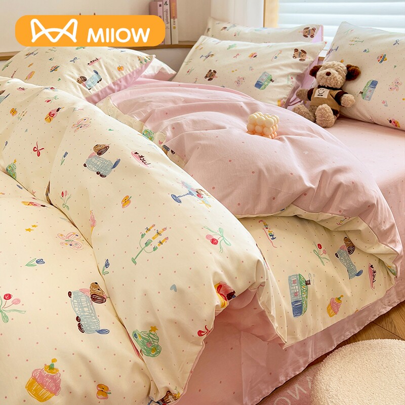 猫人卡通床上四件套纯棉全棉2025新款被套床单宿舍三件套床笠床品