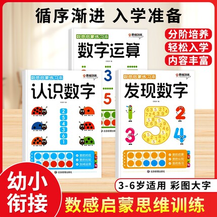 数感启蒙练习册认识数字幼儿早教书幼小衔接数学思维训练教材加减法全套训练儿童益智玩具幼儿园小中大班练习教具一练认知逻辑运算